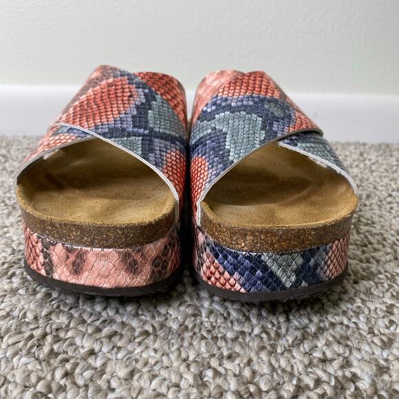 Free People Sidelines Sandals Size 38 or 7.5 Candy Pink Blue Flatform Boho - Picture 5 of 13